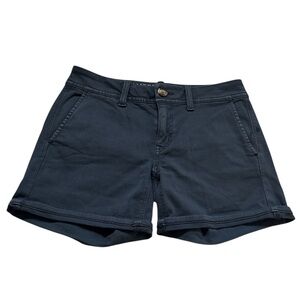 American Eagle Outfitters Sz 0 Khaki gray mid rise shorts 5” inseam
